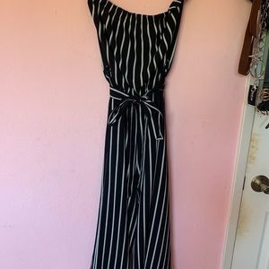 Strapless striped jumpsuit